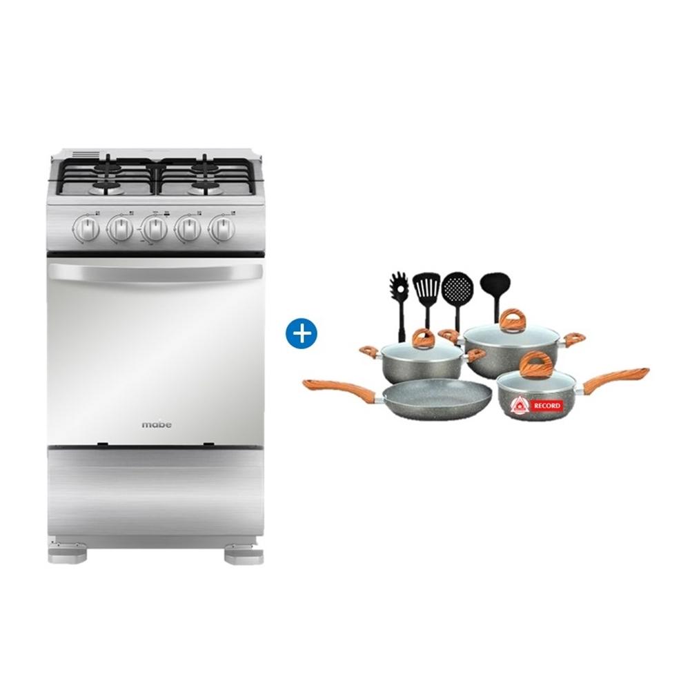 COMBO COCINA MABE A GAS TX5110P2 + JUEGO DE OLLA X 11 PZA RECORD MARMOL STONE