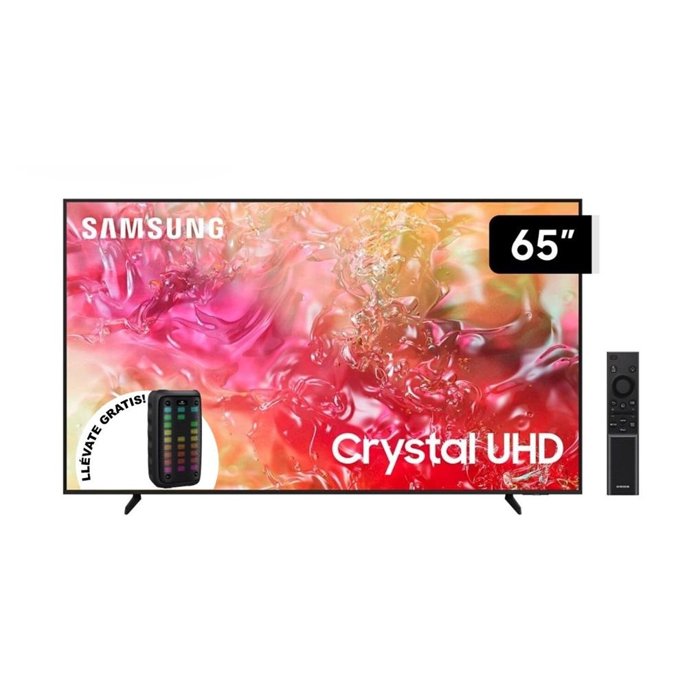 TELEVISOR SAMSUNG SMART TV 65” CRYSTAL UHD 4K TIZAN OS UN65DU7000GXPE + PARLANTE EVERSOUND EV5000 DE REGALO