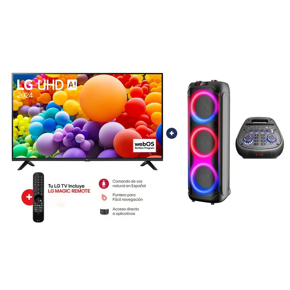 TELEVISOR LG 65" 4K UHD THINQ AI 65UT7300 C/LG MAGIC CONTROL + PARLANTE PORTÁTIL BLUETOOTH 40 WATTS NEX