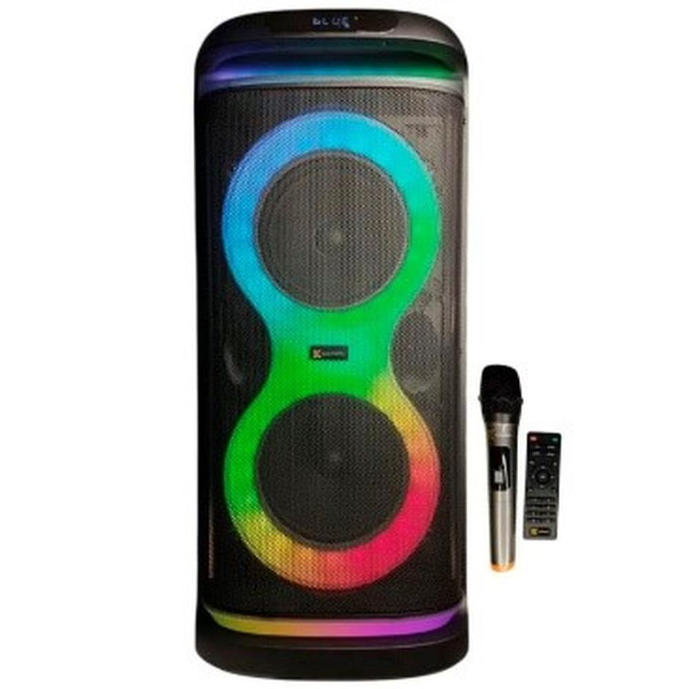 PARLANTE C/BATERIA KASSEL K2818 , 2X8, RGB, C/R, MIC INALAMBRICO, AC POWER, KARAOKE