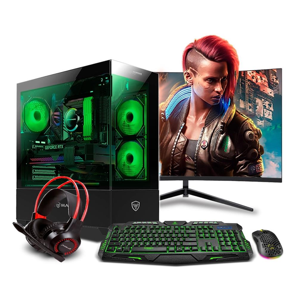 MI PC LISTA - PC GAMER HYDRA GREEN RYZEN 7 5700X 32GB 500GB 24" CURVO RTX3060 12GB MIPCLISTA - MI PC LISTA 4199RYZ1902
