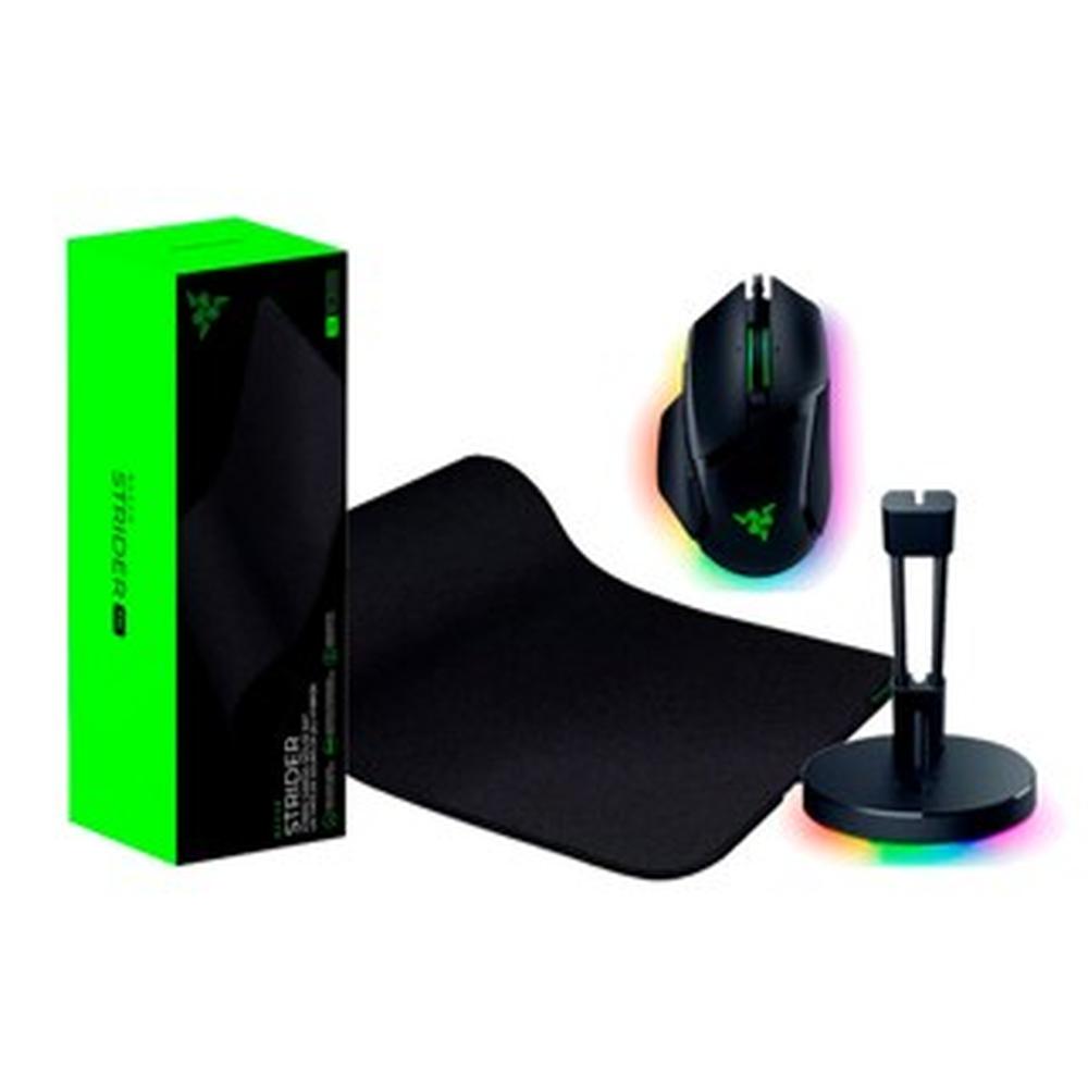 COMBO RAZER BASILISK V3 + SUJETADOR DE CABLE RAZER BUNGLE + PAD MOUSE RAZER STRIDER