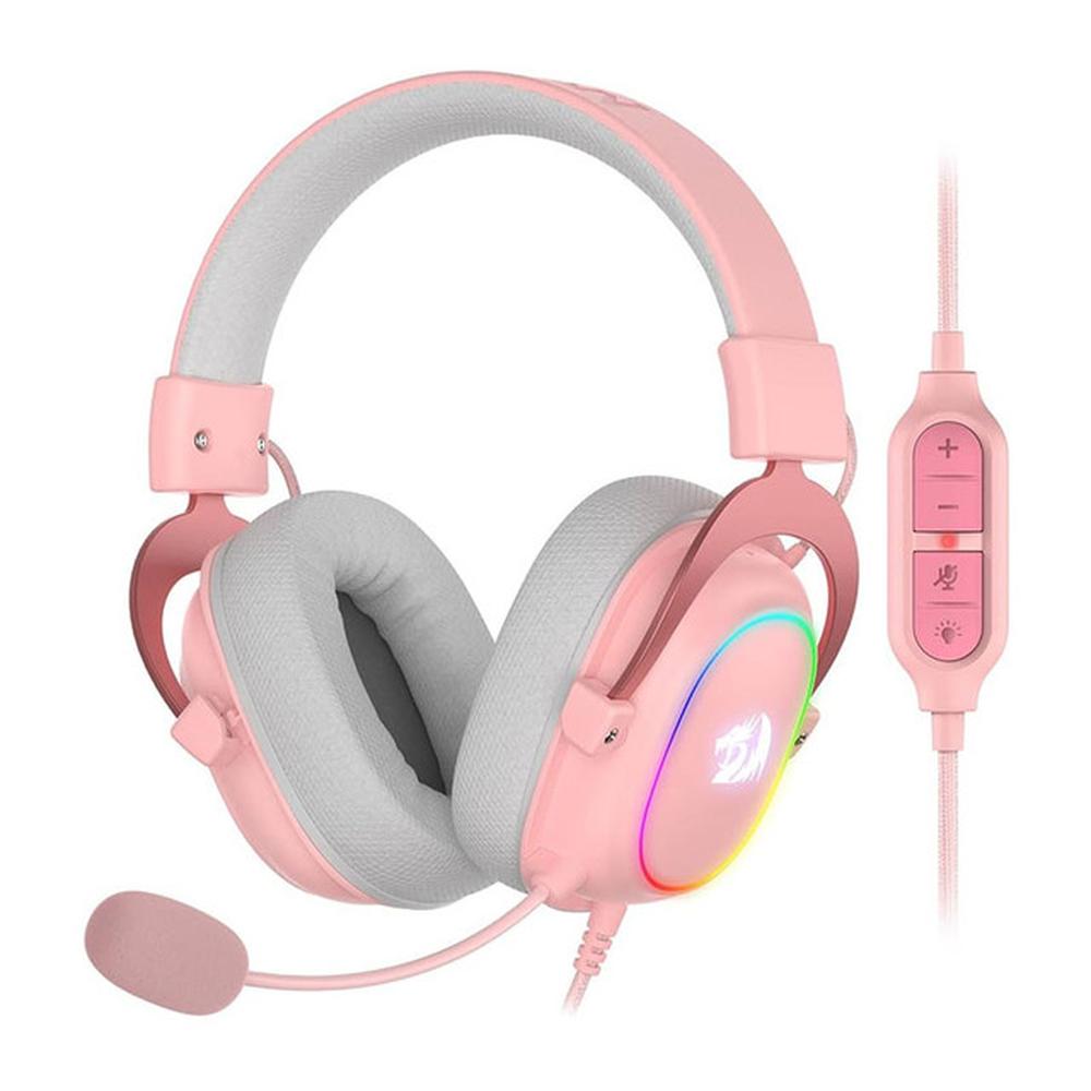 AUDIFONOS GAMING INALÁMBRICOS REDRAGON ZEUS X H510P, RGB,WIRELESS 2.4GHZ,3.5MM,COLOR ROSADO