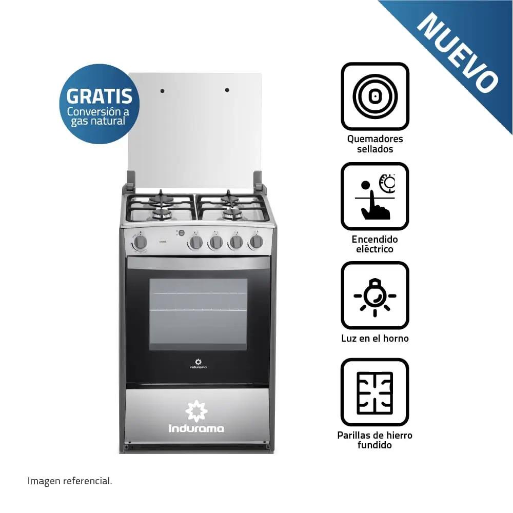 COCINA GAS INDURAMA VIENA 24" CROMA 4 HORNILLAS