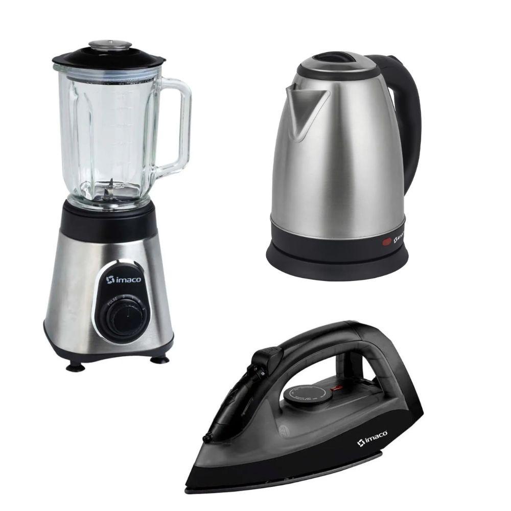 COMBO IMACO: LICUADORA BLS3515 + HERVIDOR KE1801 + PLANCHA ETA600N