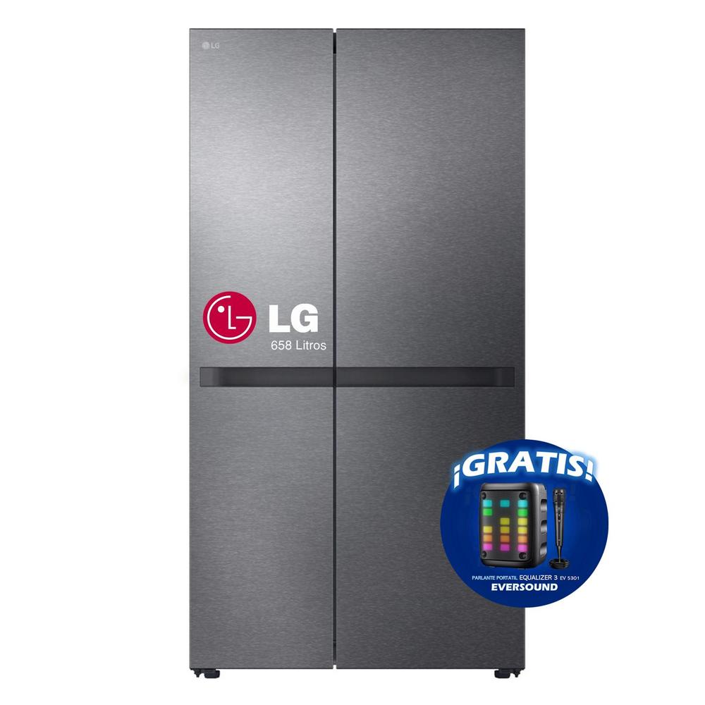 REFRIGERADORA LG SIDE BY SIDE 658L GS66BPM ACERO OSCURO + PARLANTE PORTATIL EV 5301 DE REGALO