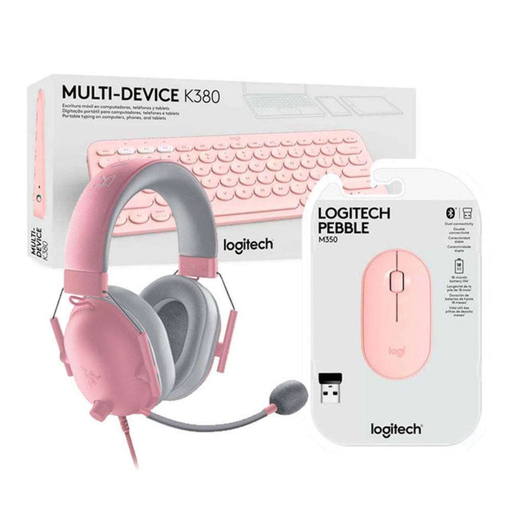 COMBO KIT TECLADO Y MOUSE LOGITECH + RAZER BLACKSHARK V2 X