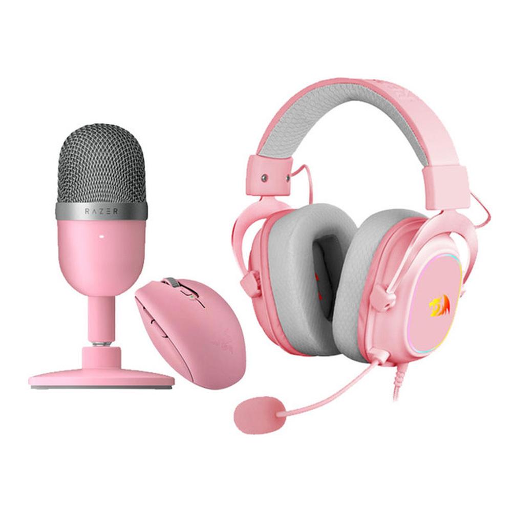 COMBO MICRÓFONO RAZER SEIREN + RAZER OROCHI V2 + AUDÍFONOS REDRAGON ZEUS X