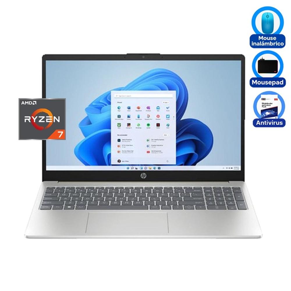 LAPTOP HP 15-FC0012LA, 15.6 FHD, AMD RYZEN 7-7730U HASTA 4.5GHZ, 16GB RAM DDR4 3200MHZ, 512GB SSD, TECLADO EN ESPAÑOL, COLOR PLATA