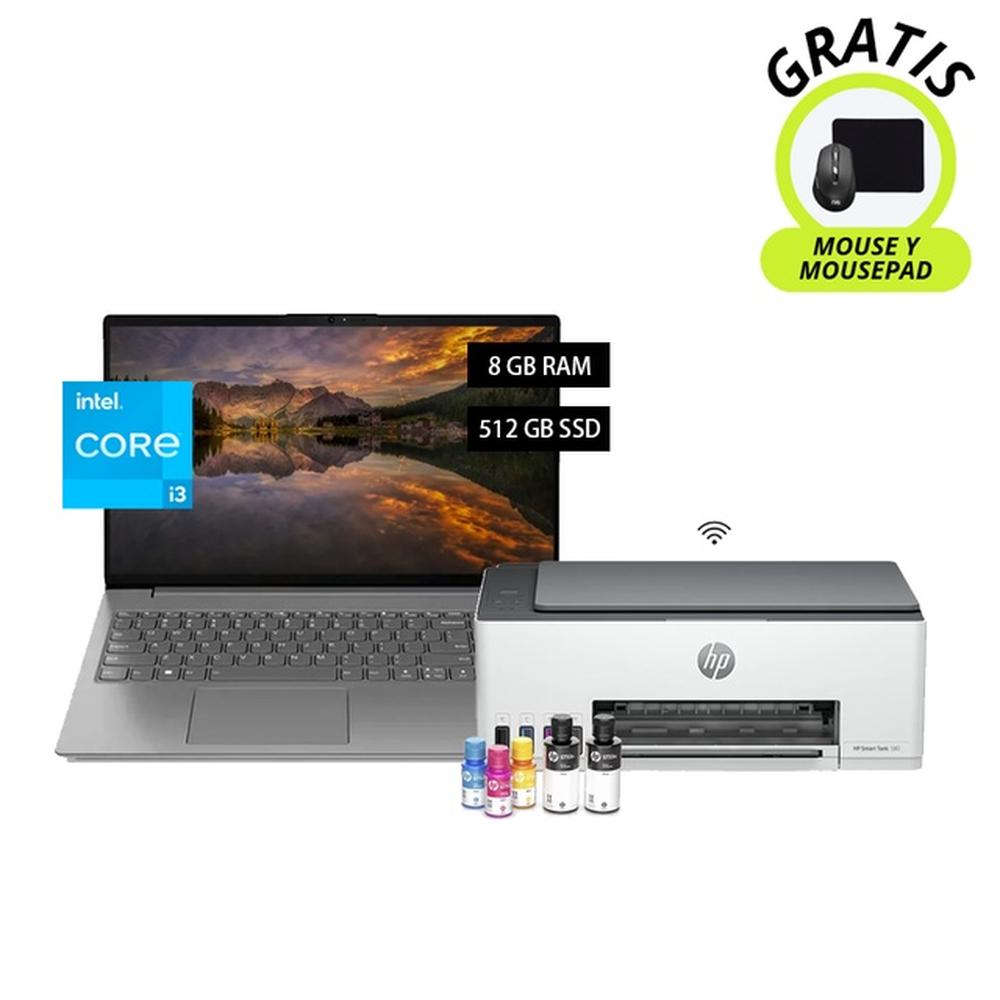 LAPTOP LENOVO PROCESADOR INTEL CORE I3 + IMPRESORA MULTIFUNCIONAL HP SMART TANK 580