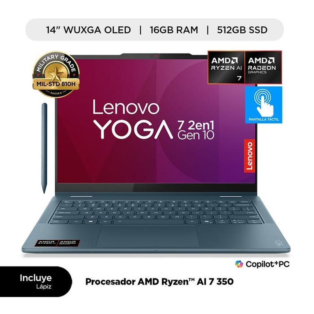 LAPTOP 2en1 LENOVO YOGA 14.0" 83JR0044LM AMD RYZEN Ai7-350 WIN11 16GB 512GB SSD C/YOGA PEN