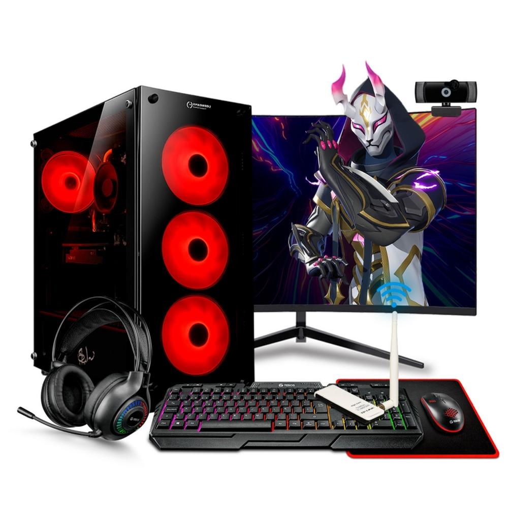 MI PC LISTA - PC GAMER HAKU RED AMD RYZEN 5 3400G 16GB 500GB 24" CURVO MIPCLISTA - MI PC LISTA