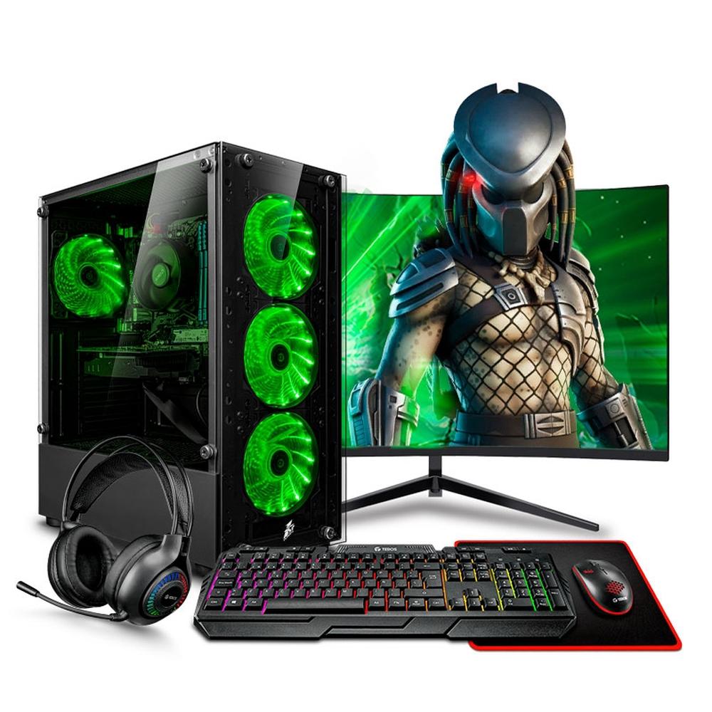 MI PC LISTA - PC GAMER HAKU GREEN RYZEN 5 5600GT 16GB 500GB 24" CURVO MIPCLISTA - MI PC LISTA