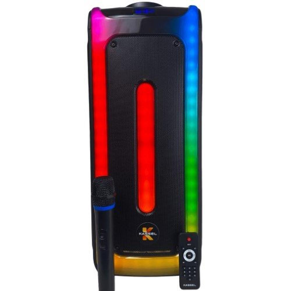 PARLANTE C/BATERIA KASSEL K2814, 2X8, RGB MIC WIRELESS, C/R, AC POWER