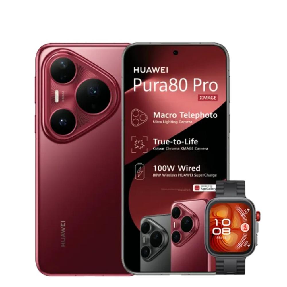CELULAR HUAWEI PURA 80 PRO - ROJO 12GB+512GB DUAL SIM - CÁMARA ULTRA ILUMINACIÓN 1 PULGADA + WATCH FIT 4 PRO DE REGALO