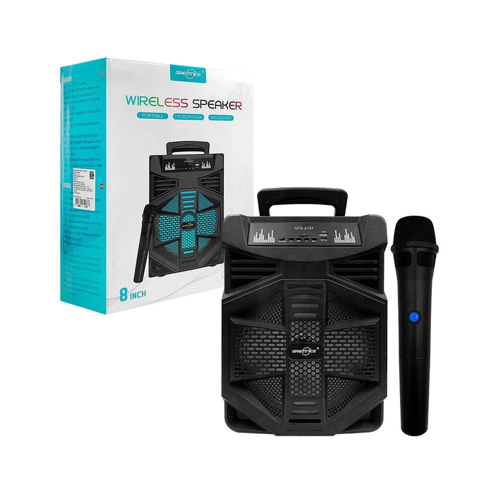 PARLANTE POTENTE WIRELESS SPEAKER GTS-2137 8 INCH CON MICRO