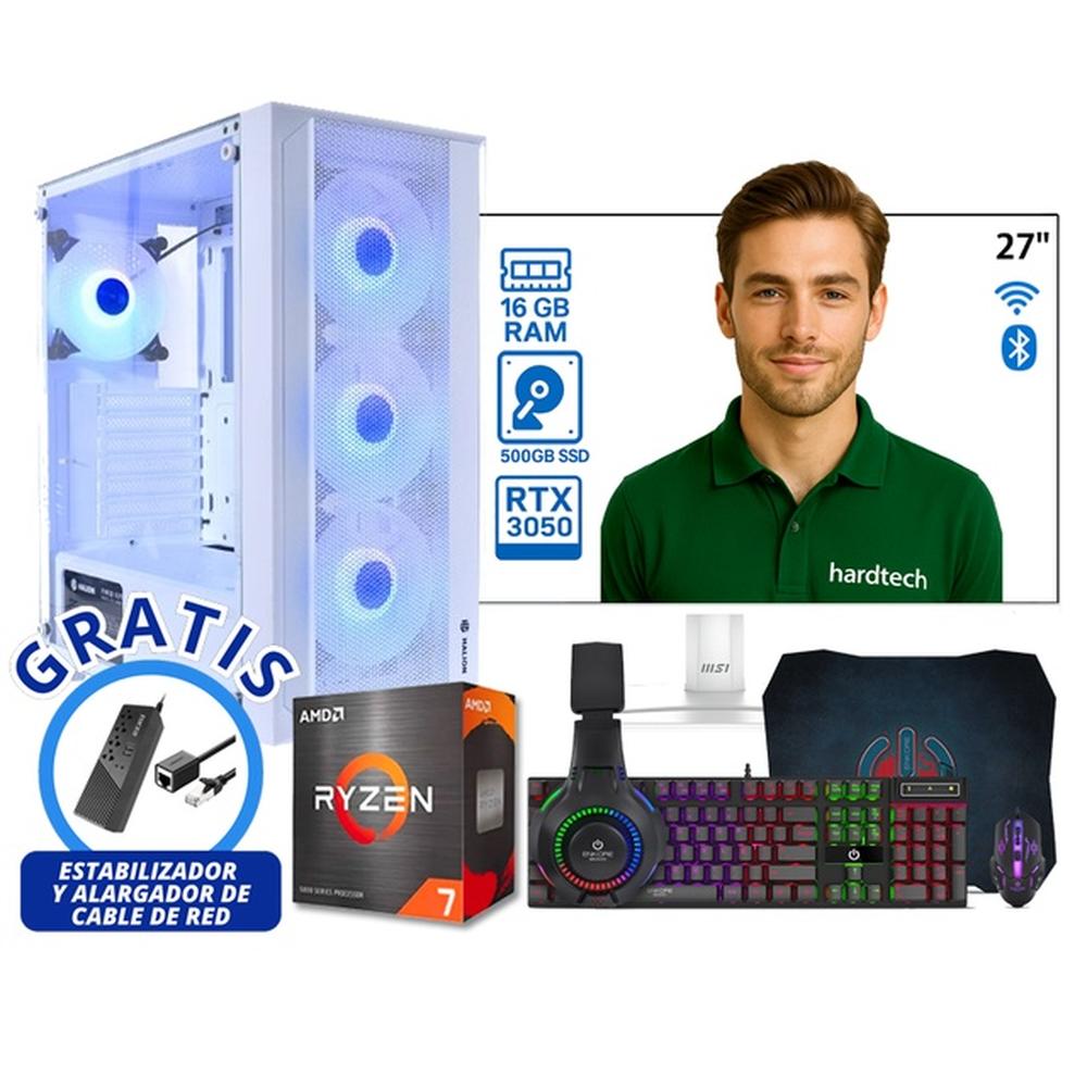 COMPUTADORA GAMER PROCESADOR AMD RYZEN 7 5700G, 16GB RAM, SSD 500GB, RTX-3050