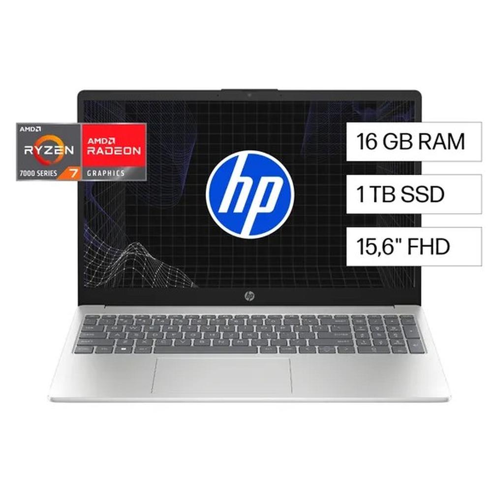 LAPTOP HP 15-FC0276LA AMD RYZEN 7 7730U, 16GB(2X8GB)(DDR4), 1TBSSD, 15.6"FHD, WINDOWS11HOME, COLOR: PLATEADO NATURAL