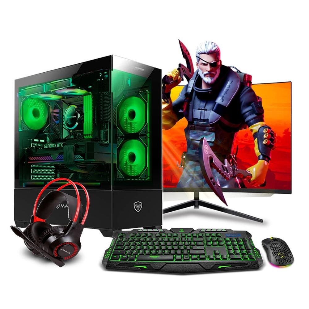 COMPUTADORA PC GAMER STORM GREEN PLUS RYZEN 7 7700X 16GB DDR5 500GB 24" CURVO RTX5050 8GB MIPCLISTA - MI PC LISTA