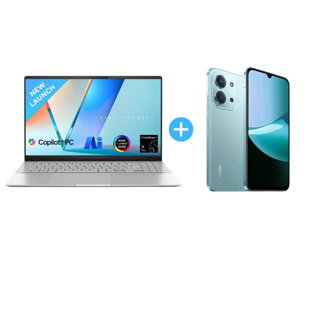 COMBO LAPTOP ASUS VIVOBOOKS S5507Q SNAPDRAGON X PLUS 1TB 16GB QUALCOMM ADRENO + CELULAR XIAOMI REDMI 15C