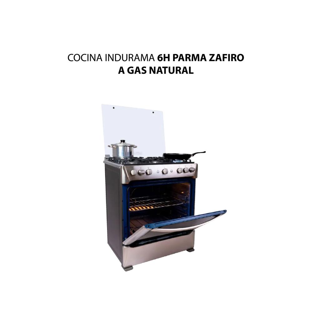 COCINA INDURAMA 6H PARMA ZAFIRO A GAS NATURAL + CONEXIÓN