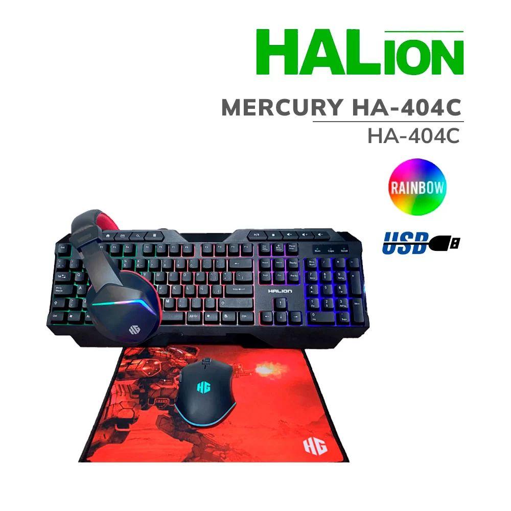KIT GAMER 4 EN 1 HALION TECLADO+MOUSE CLABLE+AUDIFONO+PAD M