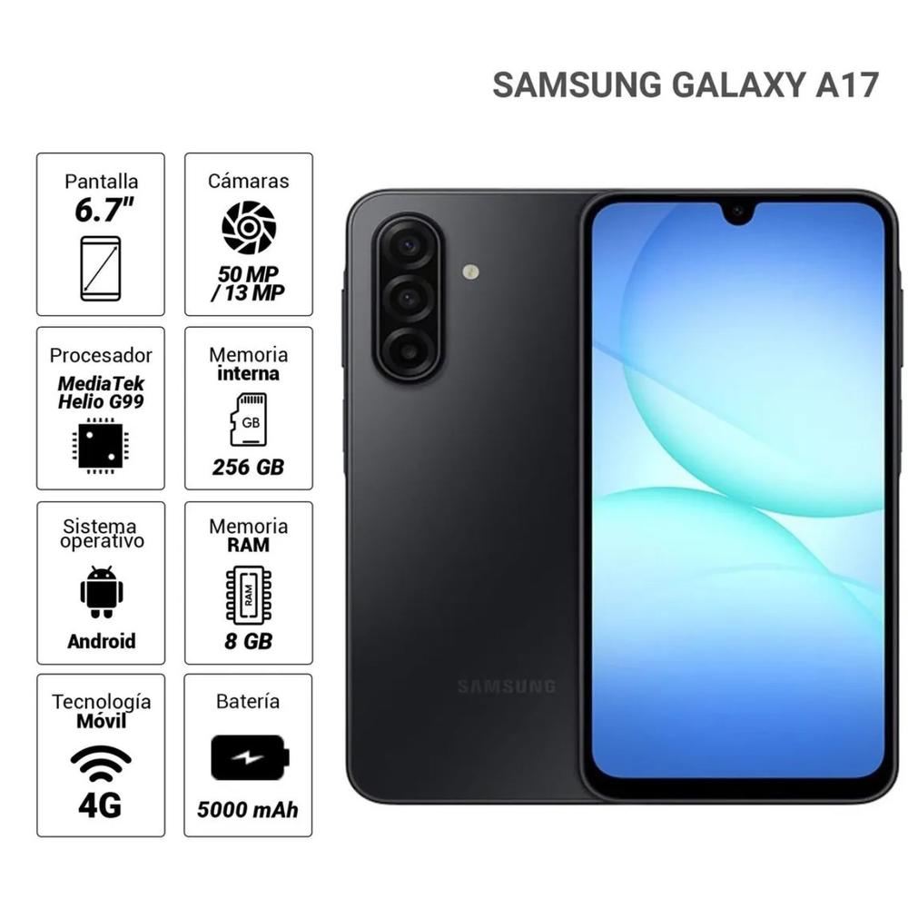 CELULAR SAMSUNG GALAXY A17 6.7" 8GB RAM 256GB NEGRO 4G