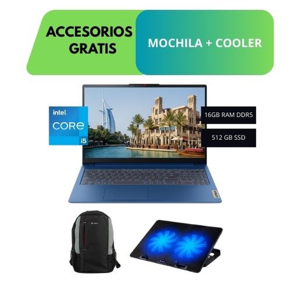 COMBO LAPTOP LENOVO IDEAPAD SLIM 3 83ER001DLM – I5-12450H, 16GB, 512GB SSD, AZUL + ACCESORIOS GRATIS (COOLER Y MOCHILA)
