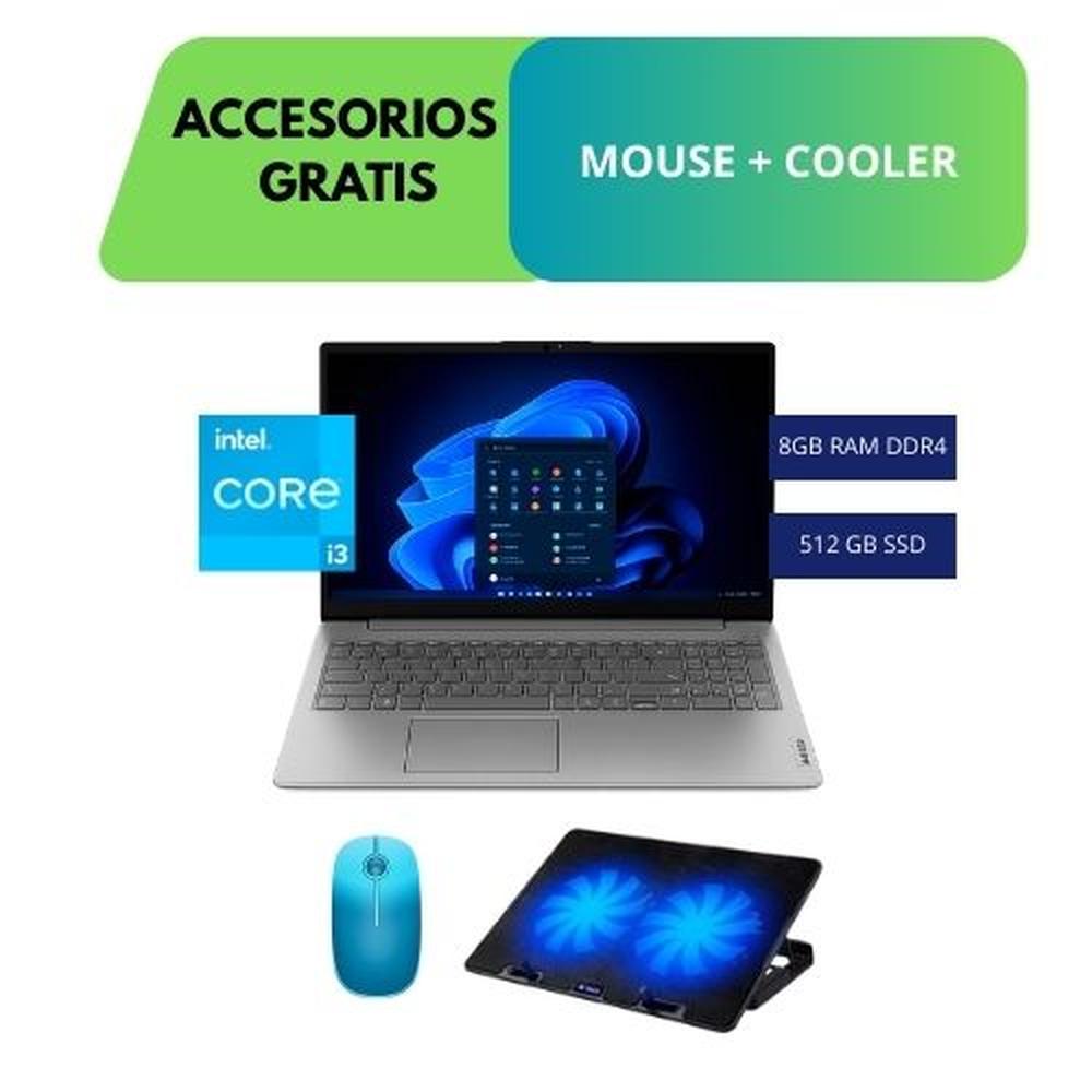 COMBO LAPTOP LENOVO V15 G4 IRU – I3-1315U, 8GB, 512GB SSD, GRIS + ACCESORIOS GRATIS (MOUSE Y COOLER)