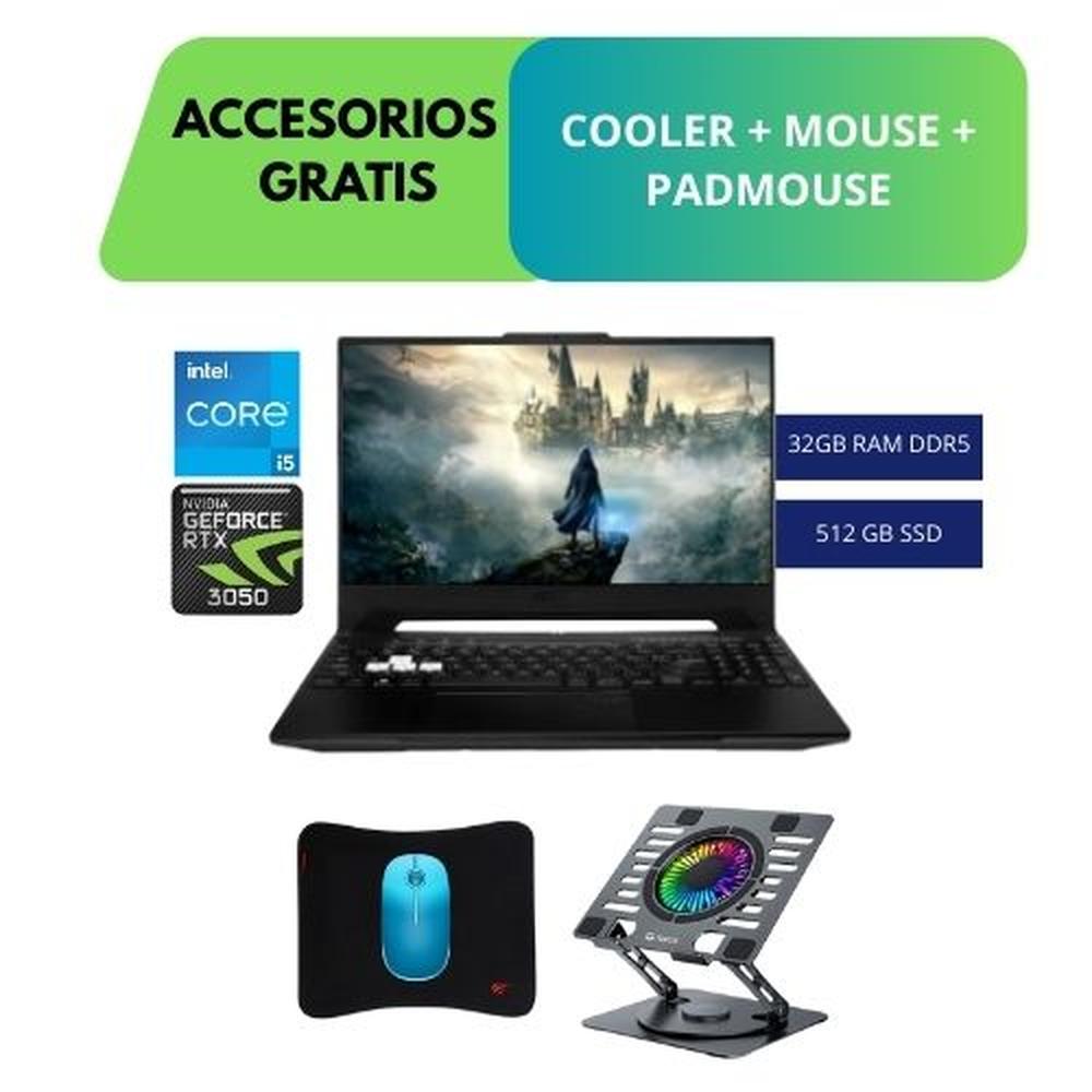LAPTOP ACER NITRO ANV15-51-58VE, INTEL CORE I5-13420H HASTA 4.6GHZ, 32GB DDR5, 512GB SSD, TARJETA DE VIDEO RTX 3050 6GB, TECLADO EN ESPAÑOL, COLOR NEGRO + ACCESORIOS GRATIS (COOLER, MOUSE INALAMBRICO Y PADMOUSE)