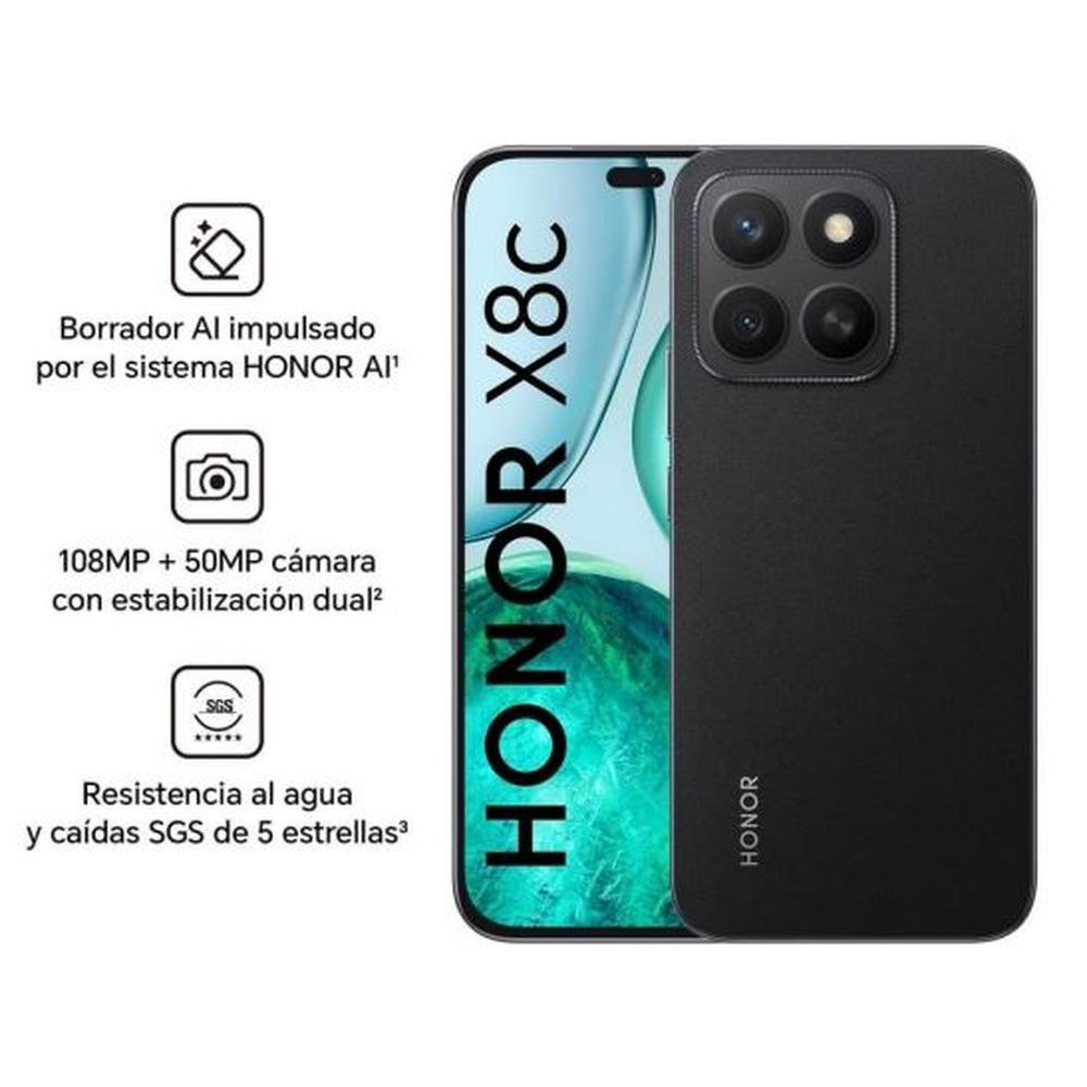CELULAR HONOR X8C 6.7" 256GB 8GB RAM COLOR MIDNIGHT BLACK CONRESISTENCIA AL AGUA_IP64