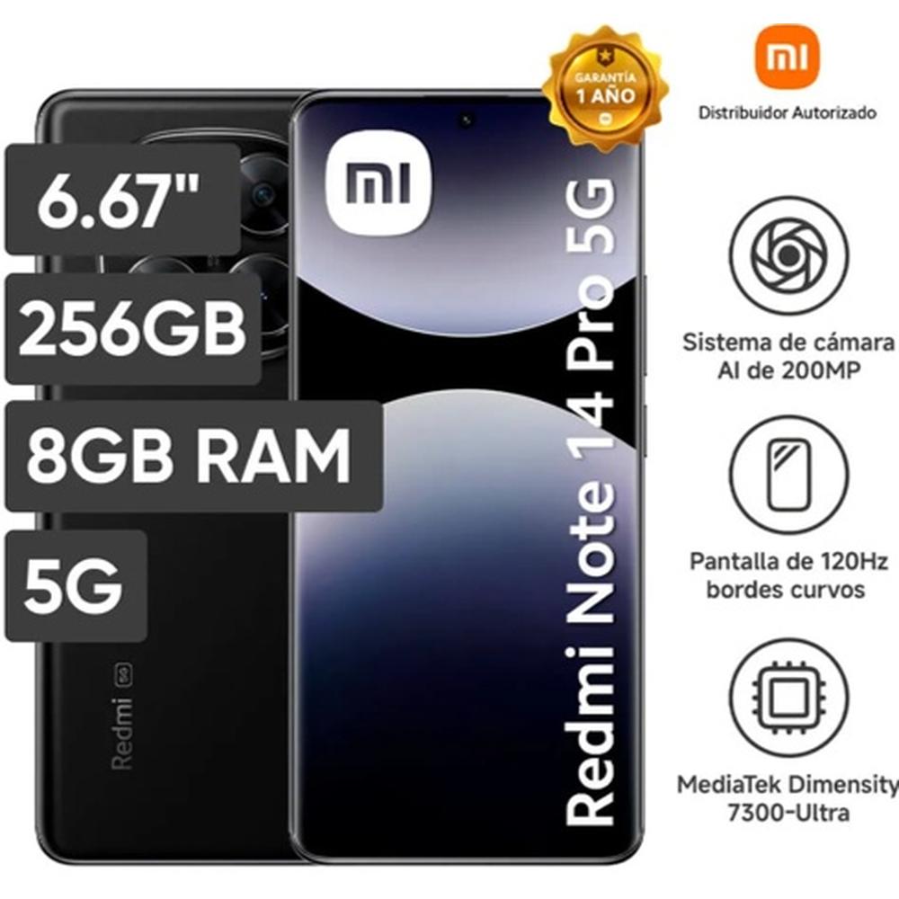 CELULAR REDMI NOTE 14 PRO 5G 6.67" 8GB RAM 256GB NEGRO