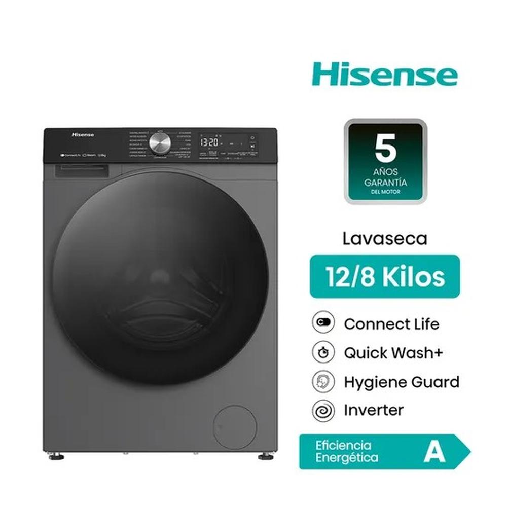 LAVASECA HISENSE 12/8 KG CARGA FRONTAL, SECADO CON BOMBA DE CALOR, C/WIFL WWD3S1243BT