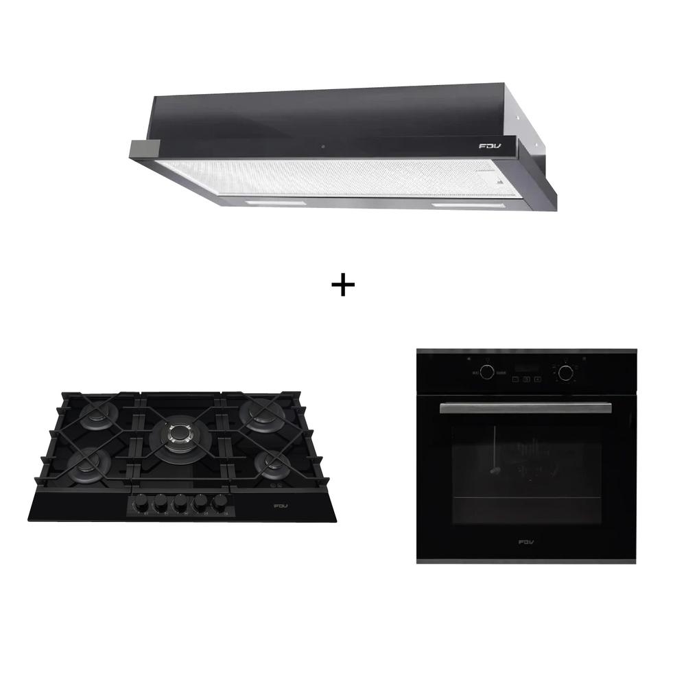 TRICOMBO CAMPANA URBAN BLACK 90 + ENCIMERA SIGNATURE 90CM + HORNO EMPOTRABLE BLACK 70