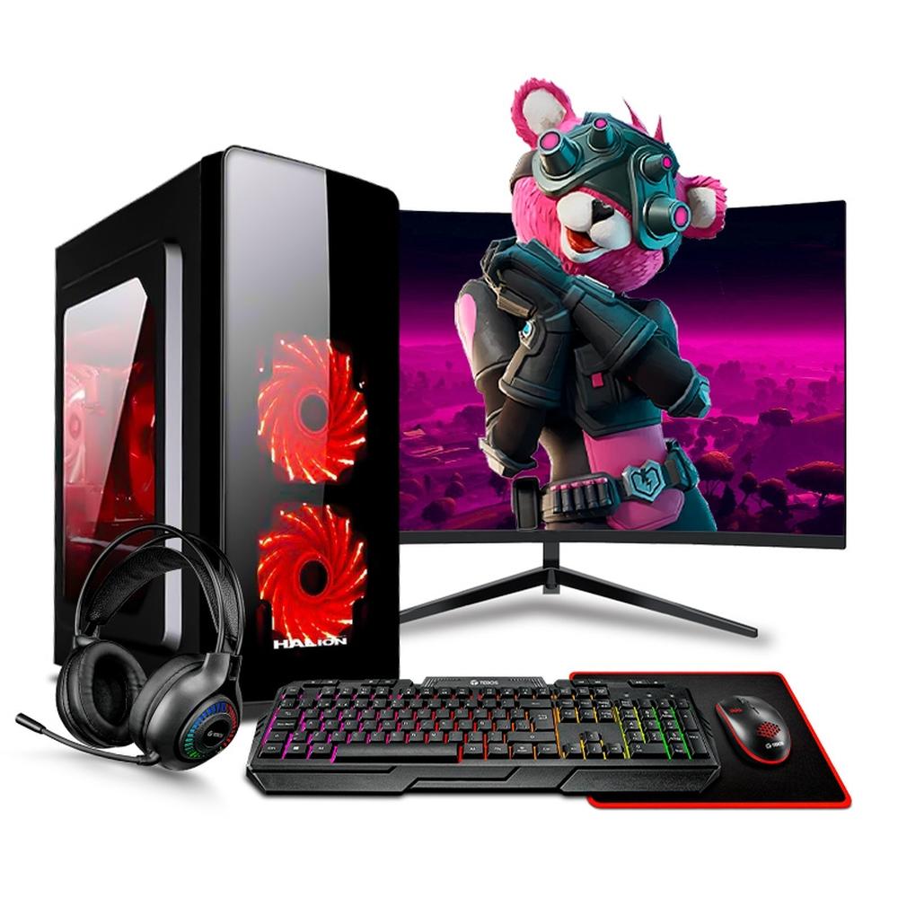 COMPUTADORA PC GAMER HAKU RED RYZEN 5 5600GT 8GB 500GB 24" CURVO MIPCLISTA - MI PC LISTA