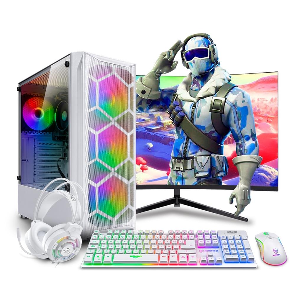COMPUTADORA PC GAMER HAKU WHITE RYZEN 7 5700G 8GB 500GB 24" CURVO MIPCLISTA - MI PC LISTA