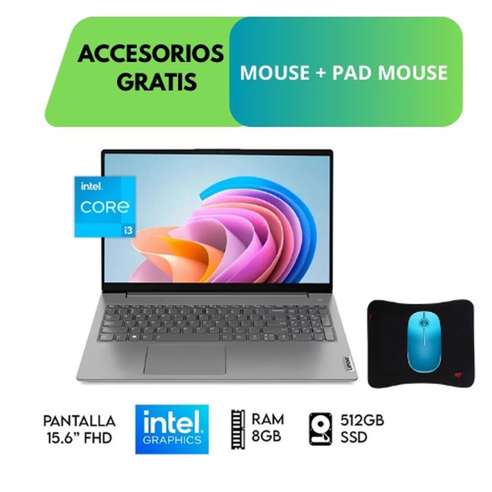 COMBO LAPTOP LENOVO V15 G5 IRL, 15.6 FHD TN, INTEL CORE I3-1315U HASTA 4.5 GHZ, 8GB DDR5 5200MHZ, 512 GB SSD, TECLADO EN ESPAÑOL, COLOR LUNA GREY