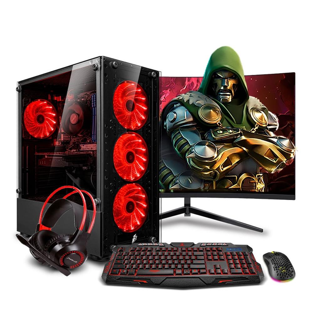 COMPUTADORA PC GAMER HAKU RED PLUS RYZEN 5 8600G 8GB DDR5 500GB 24" CURVO MIPCLISTA - MI PC LISTA