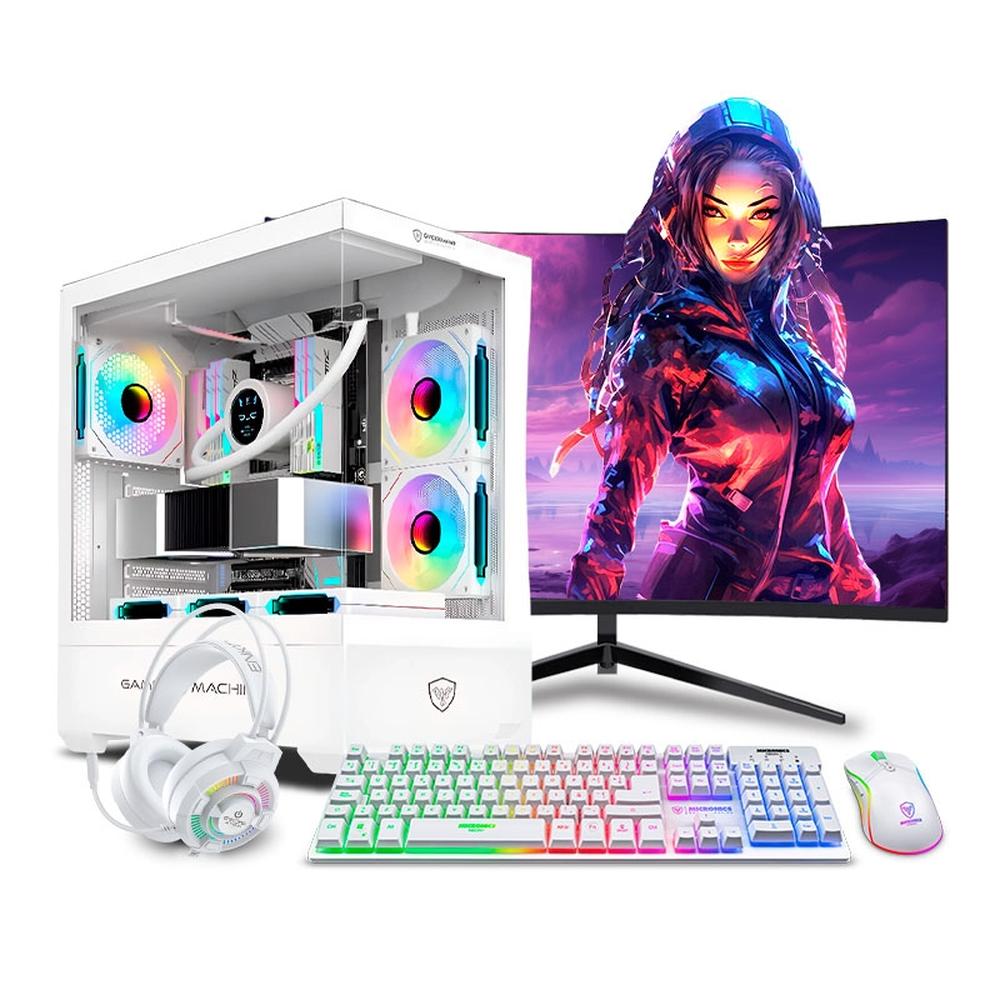 COMPUTADORA PC GAMER DRACO WHITE RYZEN 7 5700 32GB 500GB 24" CURVO RTX5050 8GB
