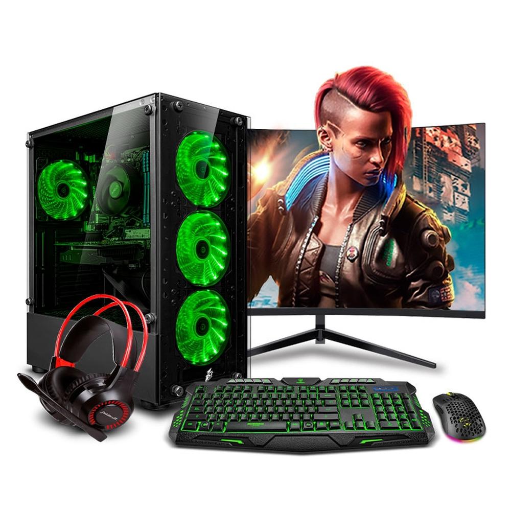 COMPUTADORA PC GAMER HYDRA GREEN BLUE RYZEN 5 9600X 16GBDDR5 500GB 24" CURVO RTX5060 8GB MIPCLISTA - MI PC LISTA