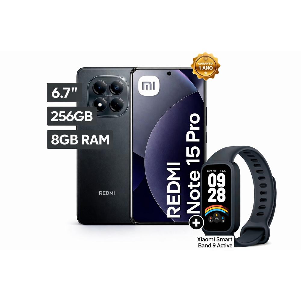 CELULAR XIAOMI REDMI NOTE 15 PRO 4G 256GB 8GB - NEGRO + SMART BAND XIAOMI 9 ACTIVE NEGRO
