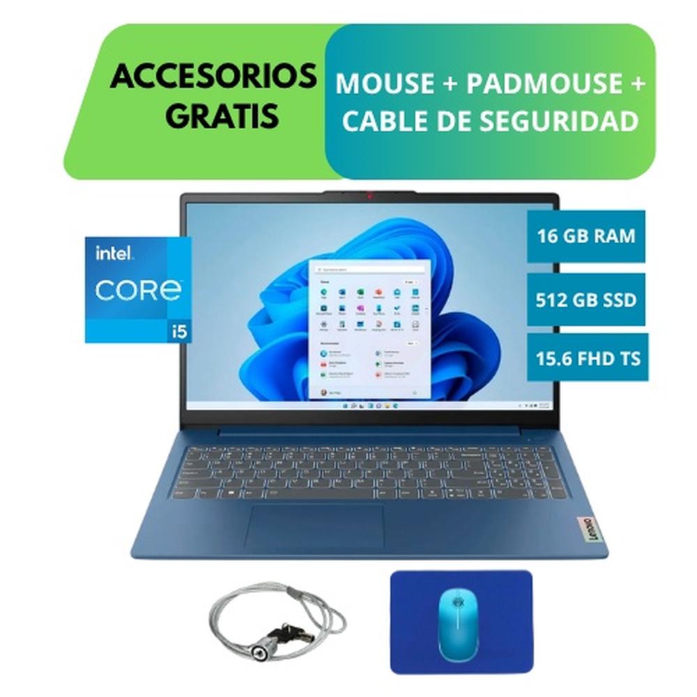 COMBO LAPTOP LENOVO IDEAPAD SLIM 3, 15.6 FHD TOUCH, CORE I5-12450H, 16GB RAM, 512GB SSD + ACCESORIOS GRATIS