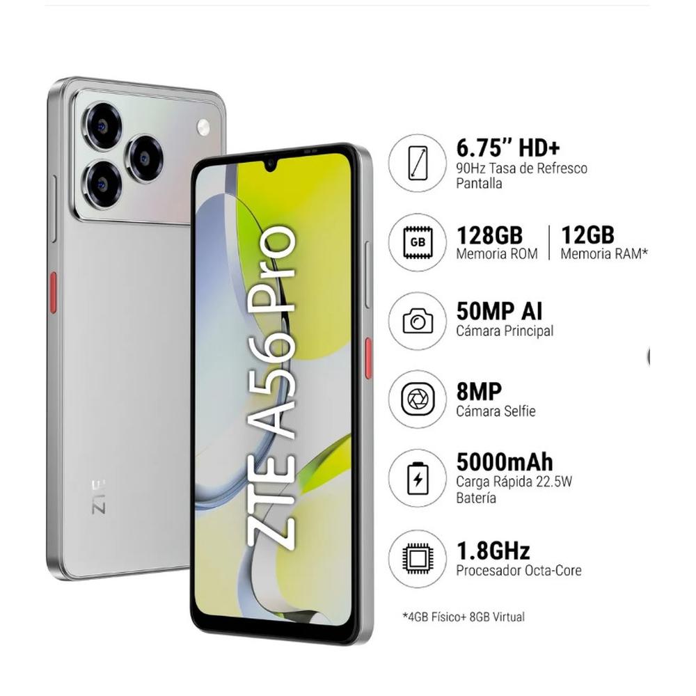CELULAR ZTE BLADE A56 PRO 4+8GB+128GB - GRIS