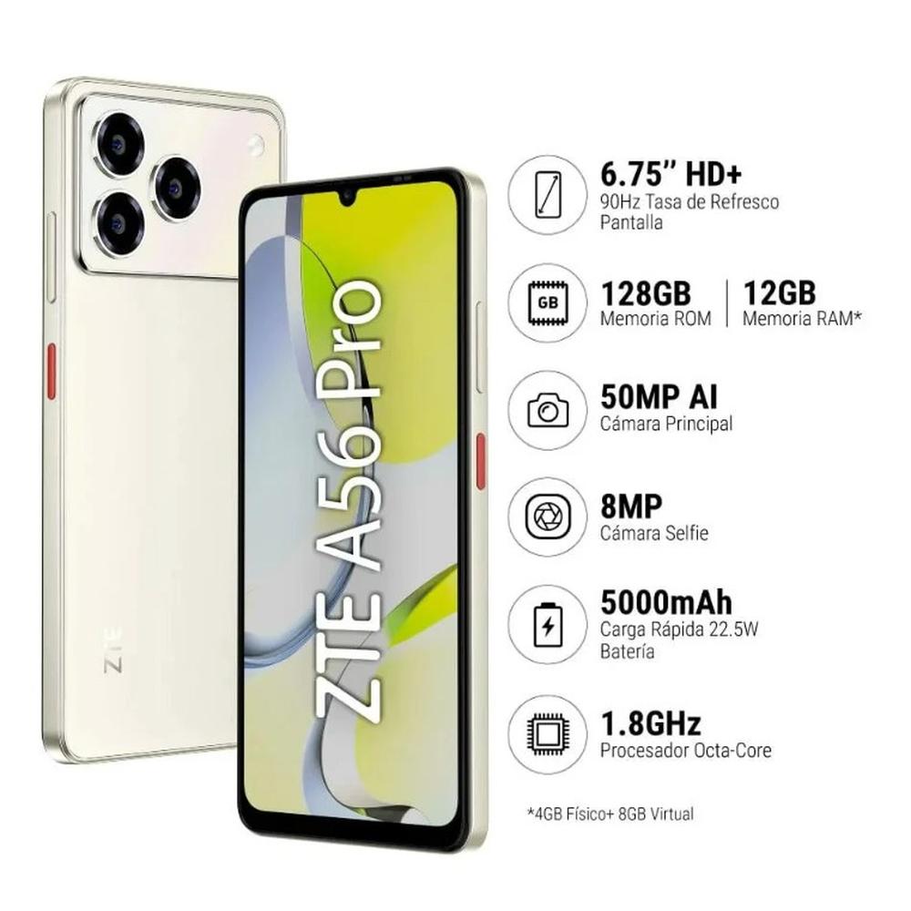CELULAR ZTE BLADE A56 PRO 4+8GB+128GB - DORADO