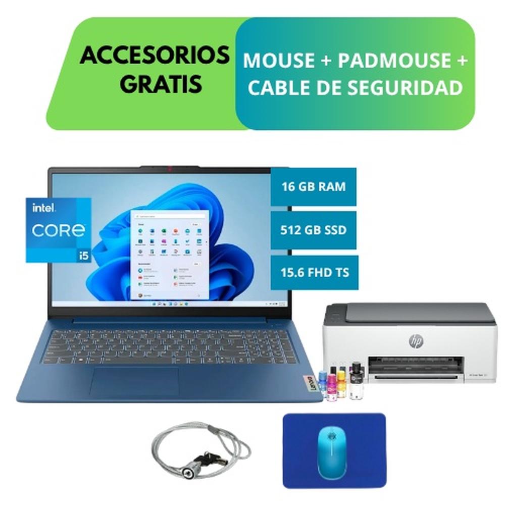 COMBO LAPTOP LENOVO IDEAPAD SLIM 3TS, I5-12450H, 16GB, 512GB SSD + IMPRESORA MULTIFUNCIONAL HP SMART TANK 580 + ACCESORIOS