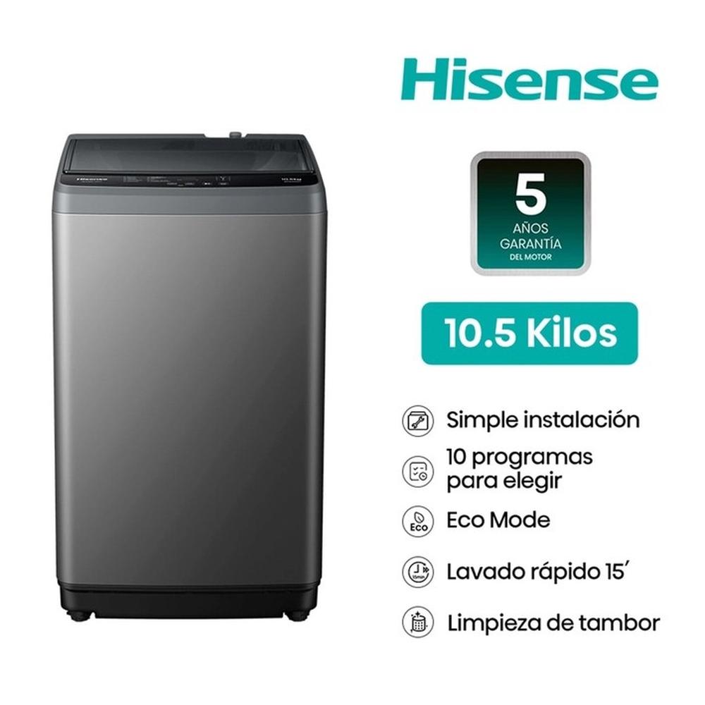 LAVADORA HISENSE CARGA SUPERIOR 10.5KG WT3K1131UT GRIS MEDIO