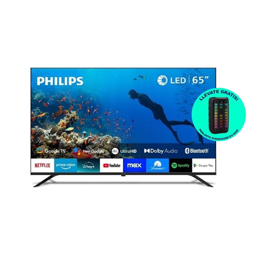 TELEVISOR PHILIPS SMART TV 65" LED 4K GOOGLE TV 65PUD7019 + PARLANTE EVERSOUND EV-5000 DE REGALO
