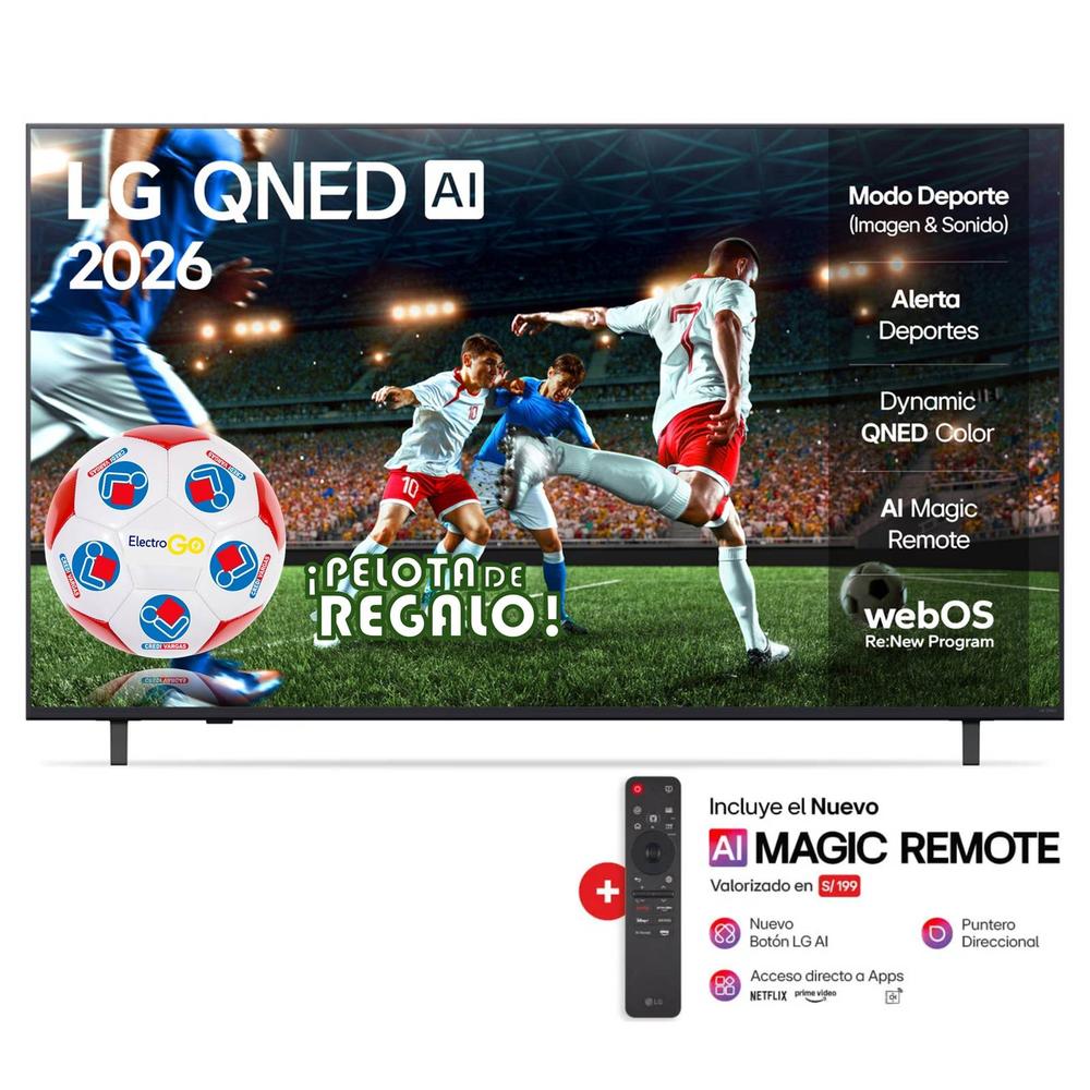 TELEVISOR LG QNED 50” 4K UHD SMART TV CON AI 50QNED73ASA 2026 + PELOTA DE REGALO