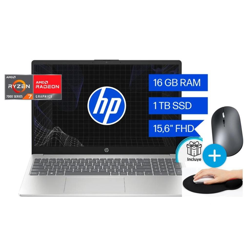 HP LAPTOP 15.6" 15-FC0276LA AMD RYZEN 7 7730U 16GB RAM 1TB SSD + MOUSE Y PAD REGALO