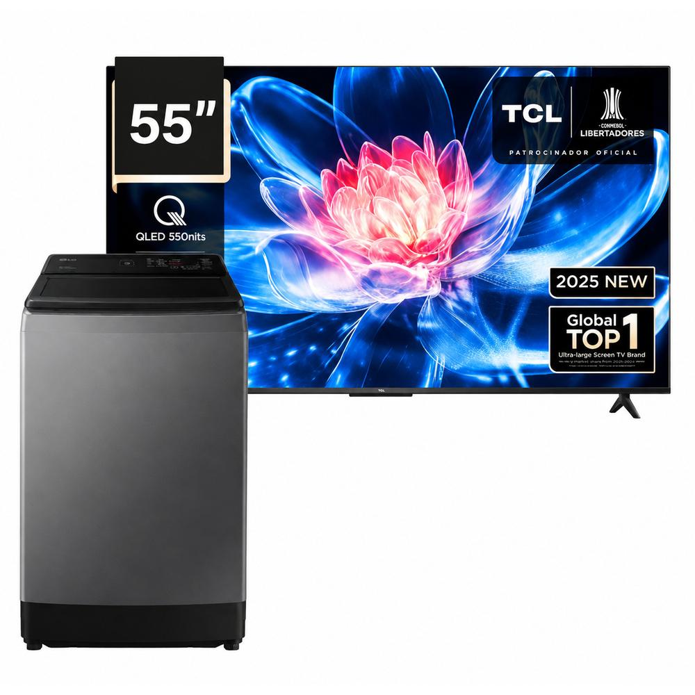TELEVISOR TCL 55'' - 55T6C + LAVADORA SAMSUNG 13 KG - WA40F13E4CPE